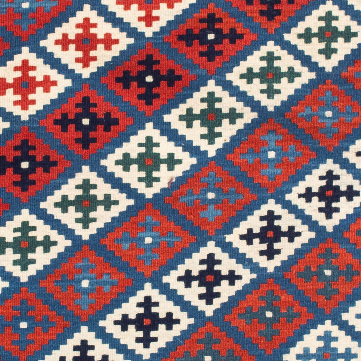 Kelim-tæppe - orientalsk firkantet  - 105 x 103 cm - blå