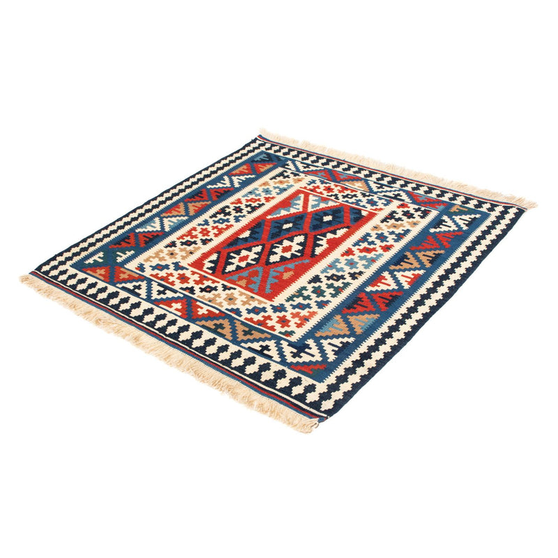 Kelim-tæppe - orientalsk firkantet  - 103 x 103 cm - blå