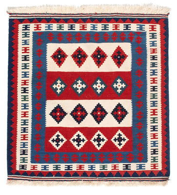 Kelim-tæppe - orientalsk firkantet  - 106 x 103 cm - blå