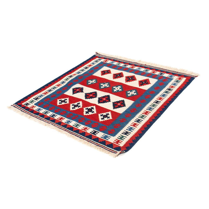 Kelim-tæppe - orientalsk firkantet  - 106 x 103 cm - blå