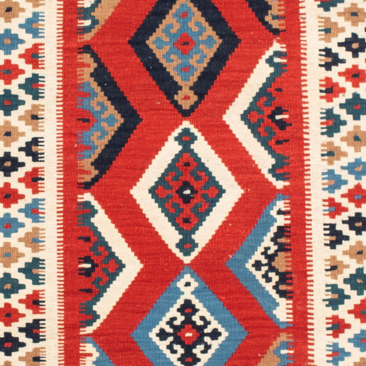 Kelim-tæppe - orientalsk firkantet  - 105 x 102 cm - rød