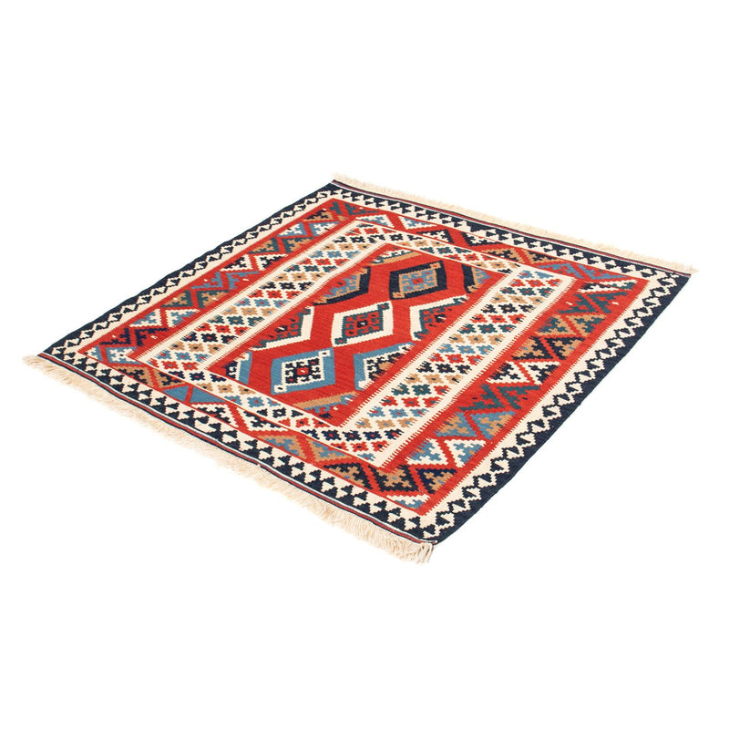 Kelim-tæppe - orientalsk firkantet  - 105 x 102 cm - rød