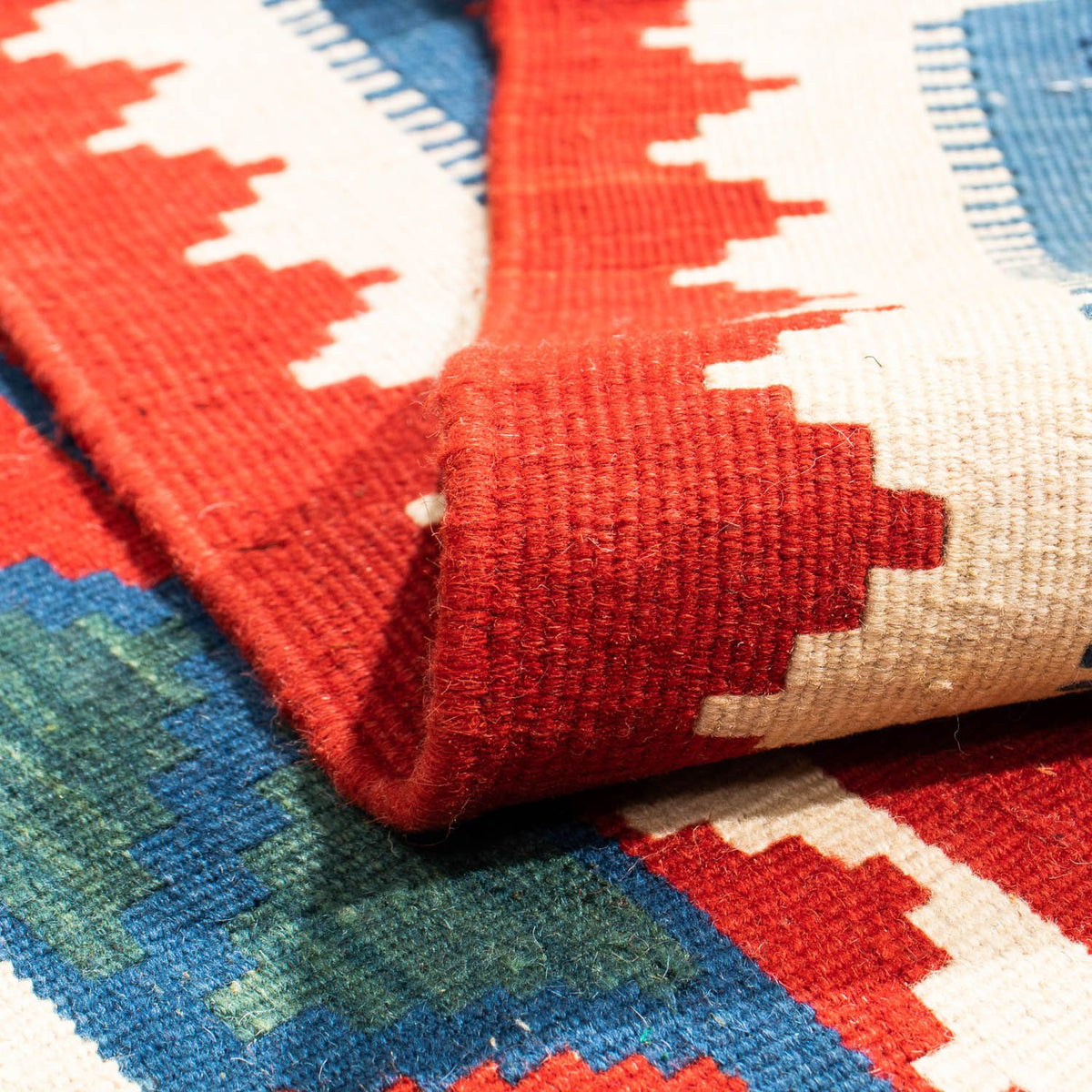 Kelim-tæppe - orientalsk firkantet  - 102 x 102 cm - rød