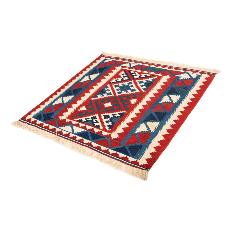 Kelim-tæppe - orientalsk firkantet  - 102 x 102 cm - rød
