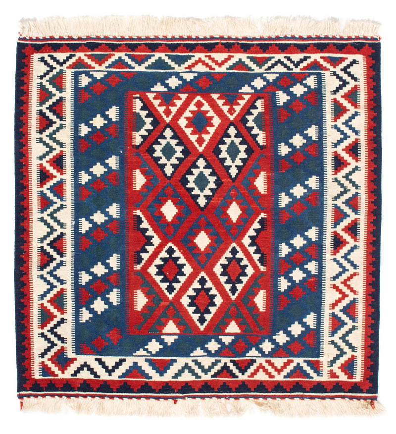 Kelim-tæppe - orientalsk firkantet  - 104 x 103 cm - mørkeblå