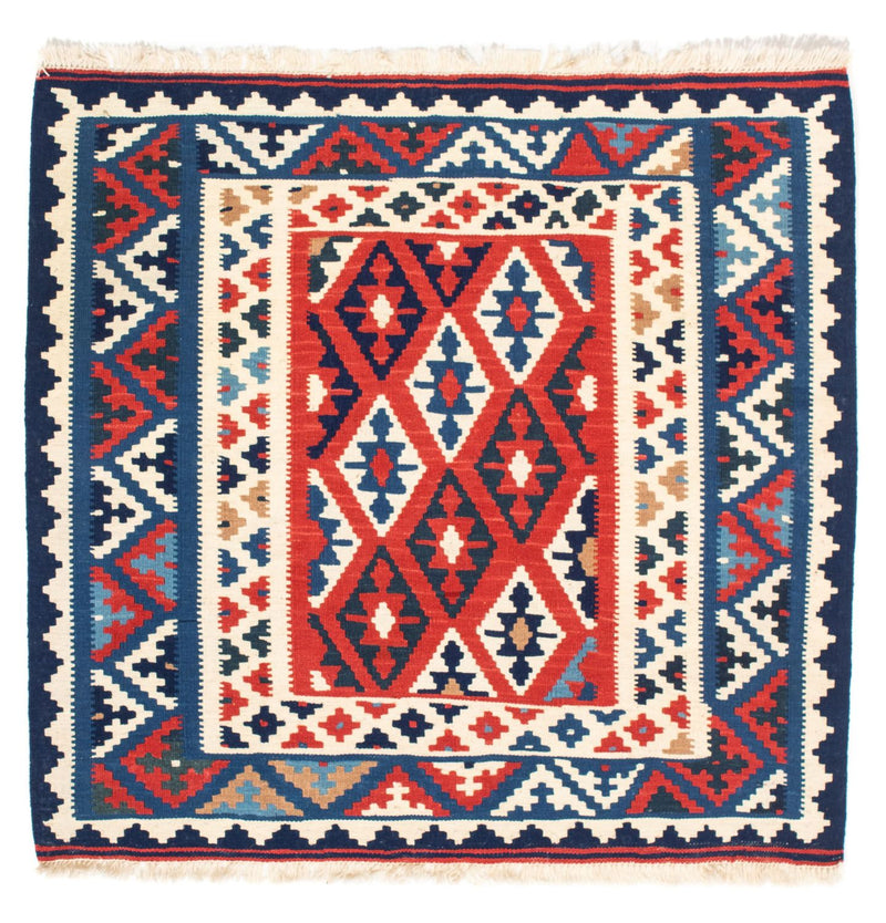 Kelim-tæppe - orientalsk firkantet  - 102 x 100 cm - blå