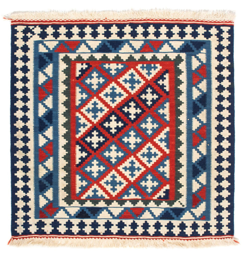 Kelim-tæppe - orientalsk firkantet  - 100 x 100 cm - blå