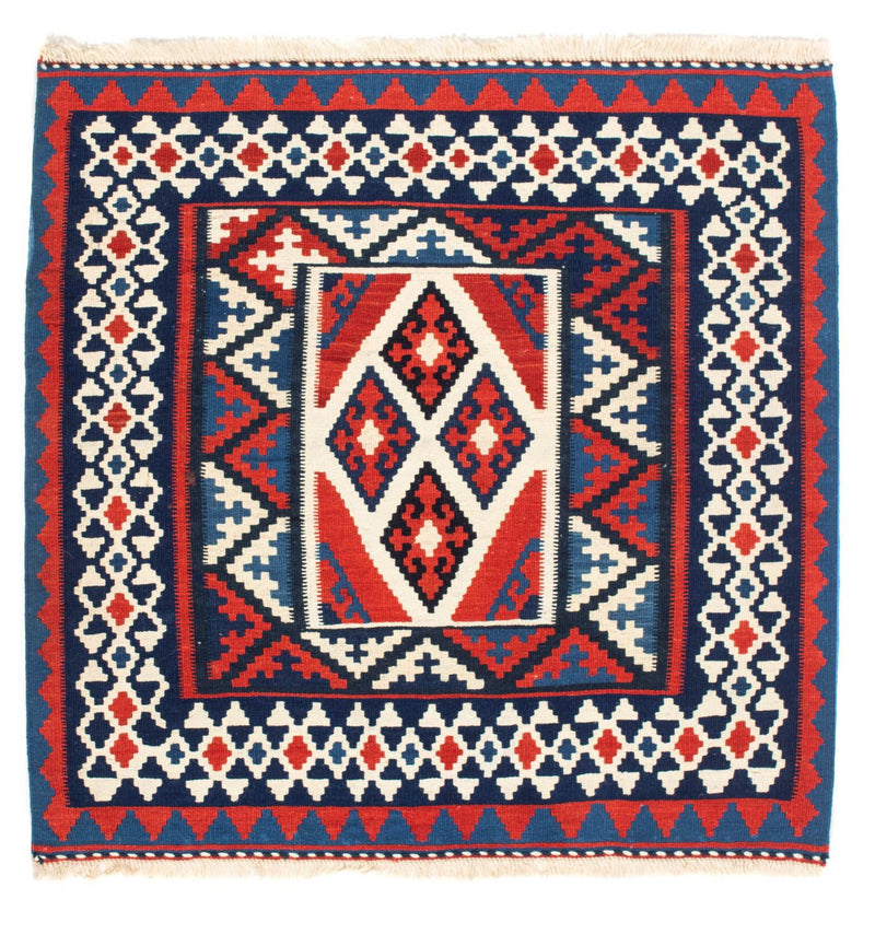 Kelim-tæppe - orientalsk firkantet  - 100 x 100 cm - rød