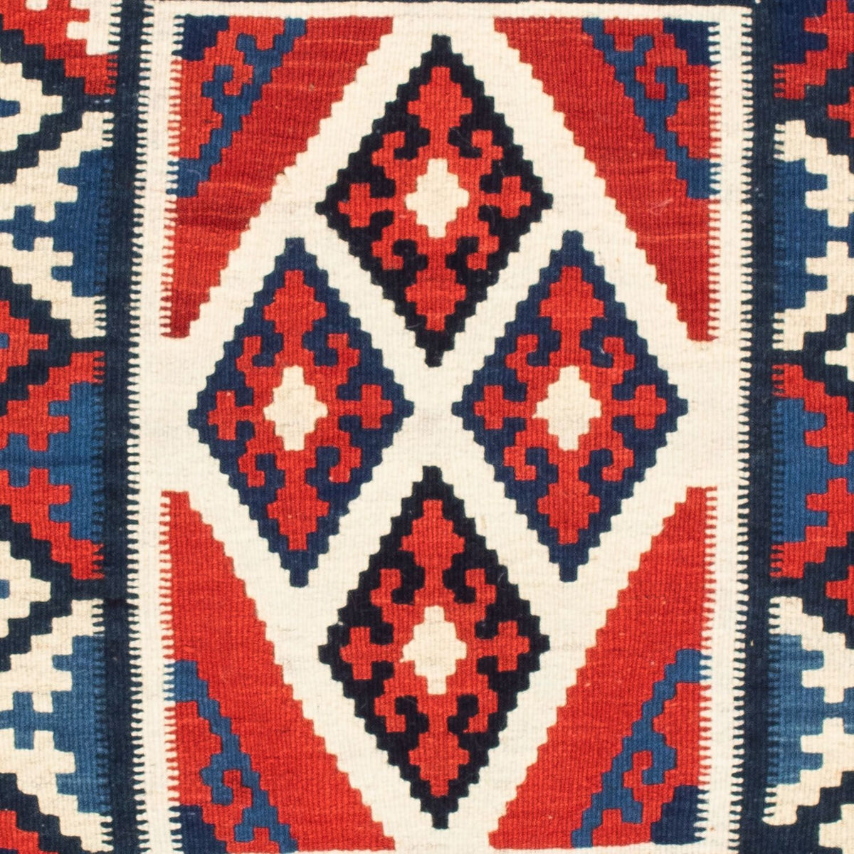 Kelim-tæppe - orientalsk firkantet  - 100 x 100 cm - rød