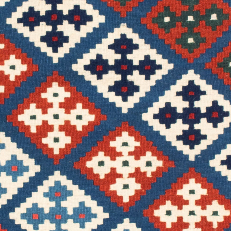 Kelim-tæppe - orientalsk firkantet  - 104 x 101 cm - blå
