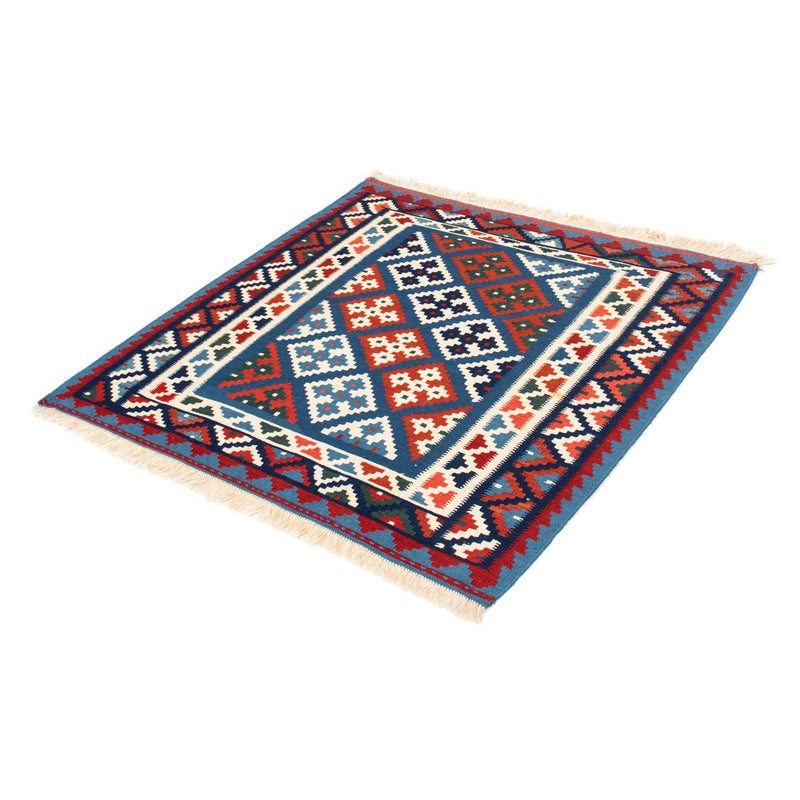 Kelim-tæppe - orientalsk firkantet  - 104 x 101 cm - blå