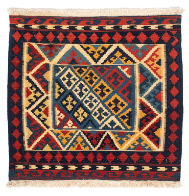 Kelim-tæppe - orientalsk firkantet  - 110 x 109 cm - rød