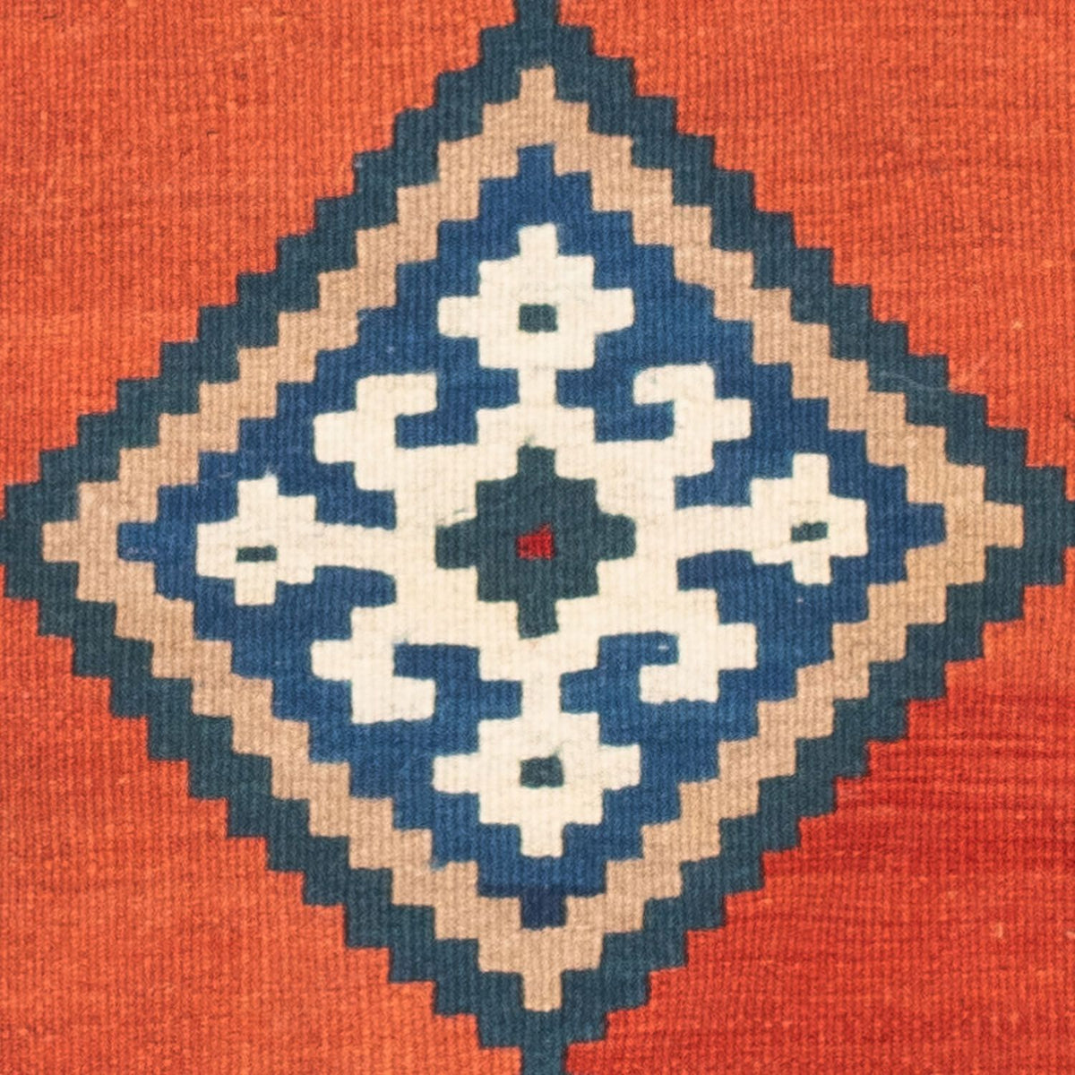 Kelim-tæppe - orientalsk firkantet  - 102 x 102 cm - rust