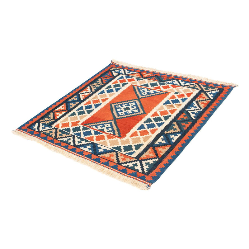 Kelim-tæppe - orientalsk firkantet  - 102 x 102 cm - rust