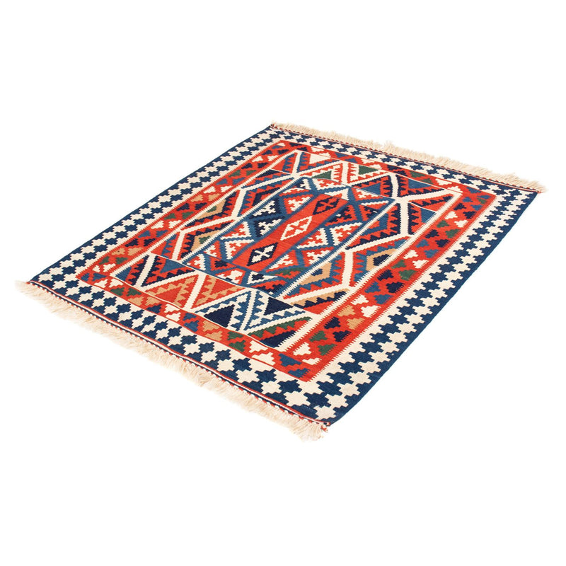 Kelim-tæppe - orientalsk firkantet  - 111 x 105 cm - rød