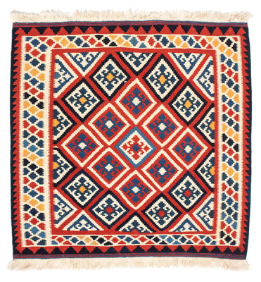 Kelim-tæppe - orientalsk firkantet  - 106 x 105 cm - rød