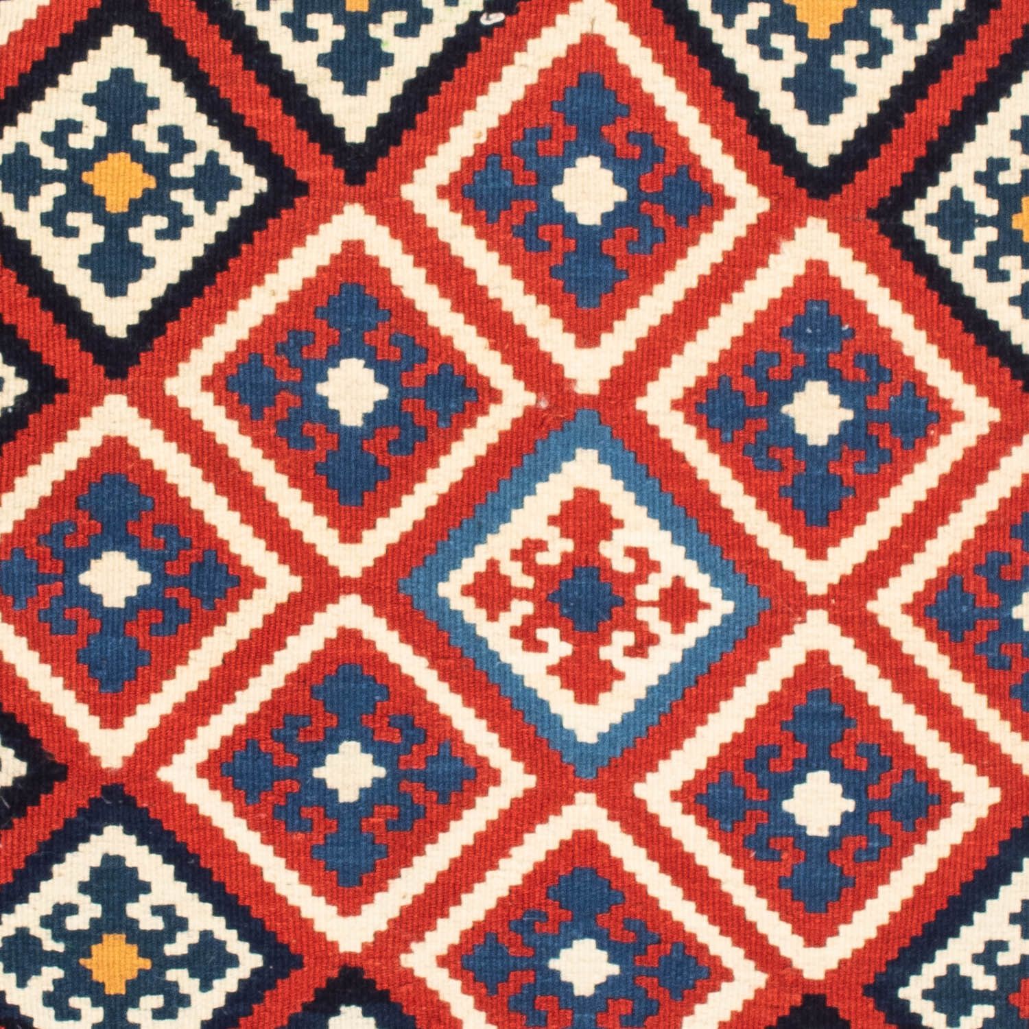 Kelim-tæppe - orientalsk firkantet  - 106 x 105 cm - rød
