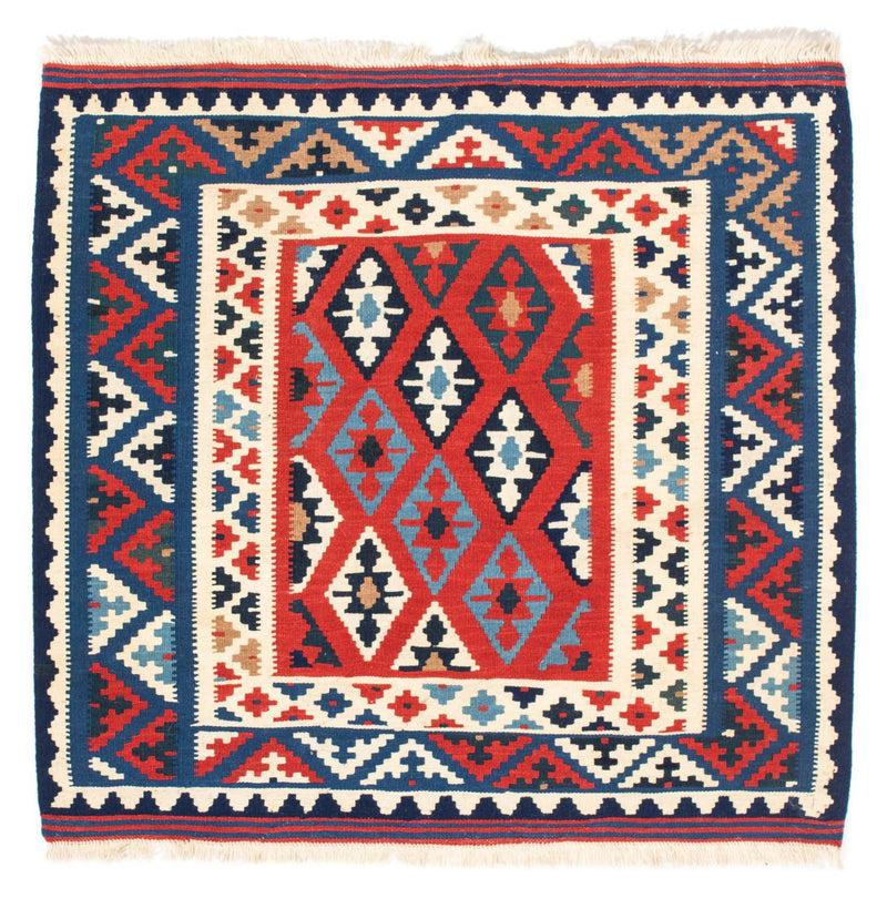 Kelim-tæppe - orientalsk firkantet  - 104 x 100 cm - mørkeblå