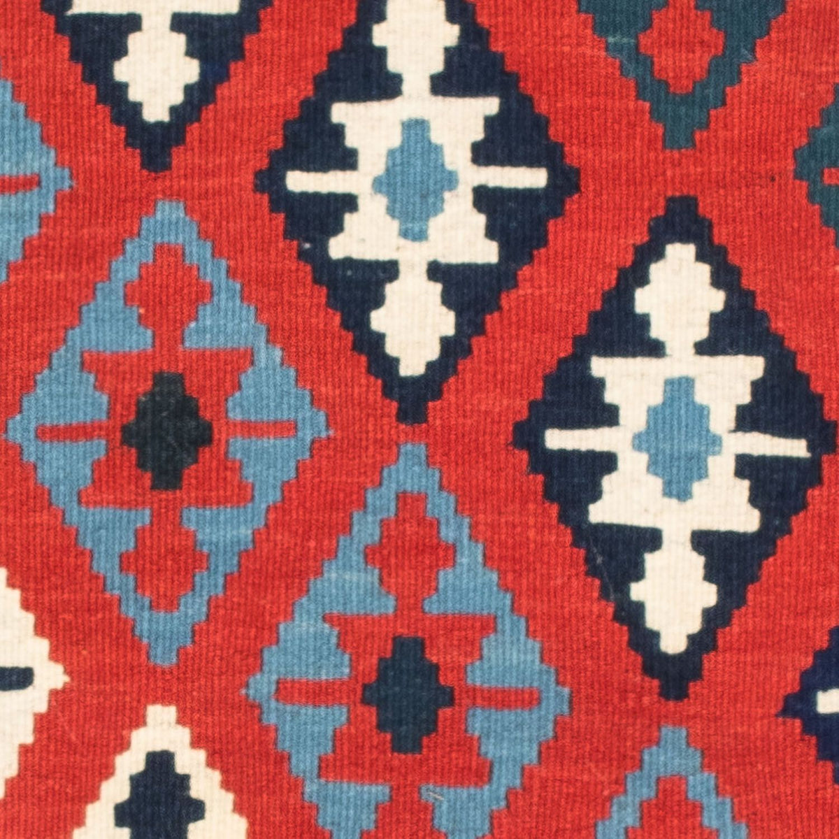 Kelim-tæppe - orientalsk firkantet  - 104 x 100 cm - mørkeblå