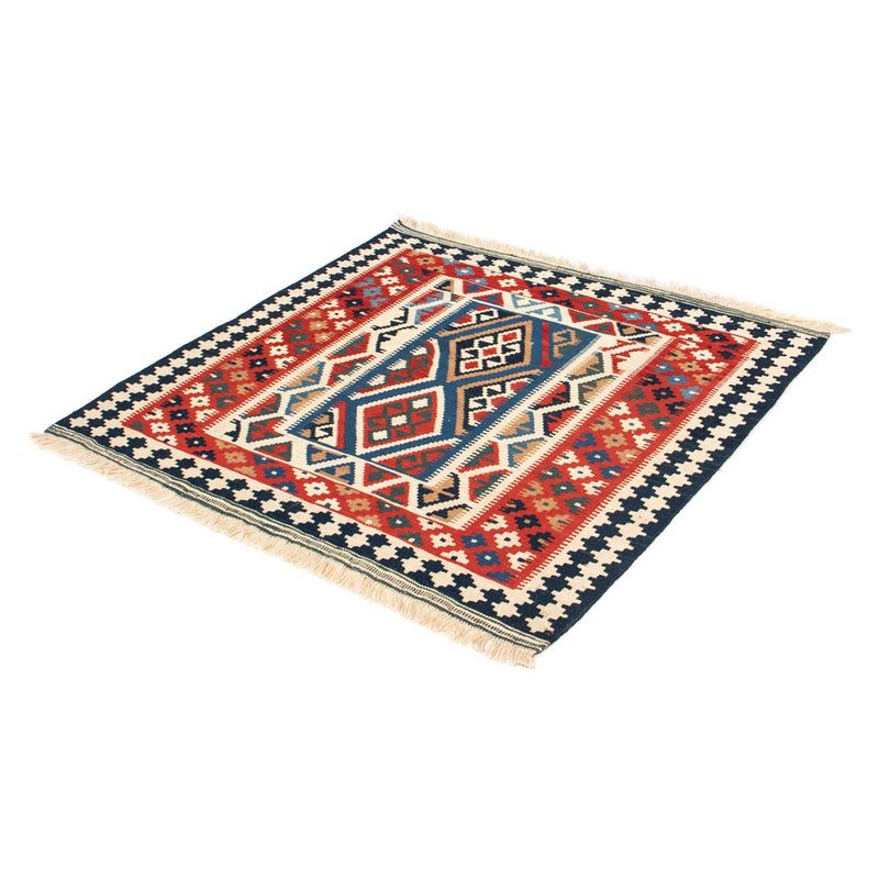 Kelim-tæppe - orientalsk firkantet  - 104 x 99 cm - rød