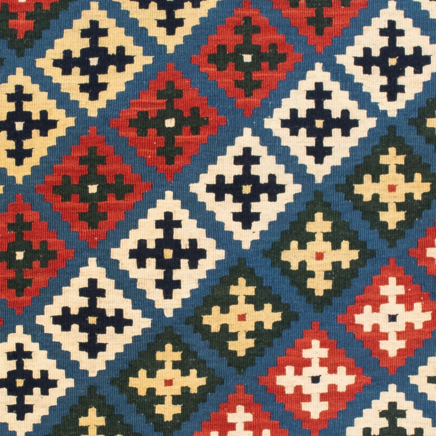 Kelim-tæppe - orientalsk firkantet  - 104 x 100 cm - mørkeblå