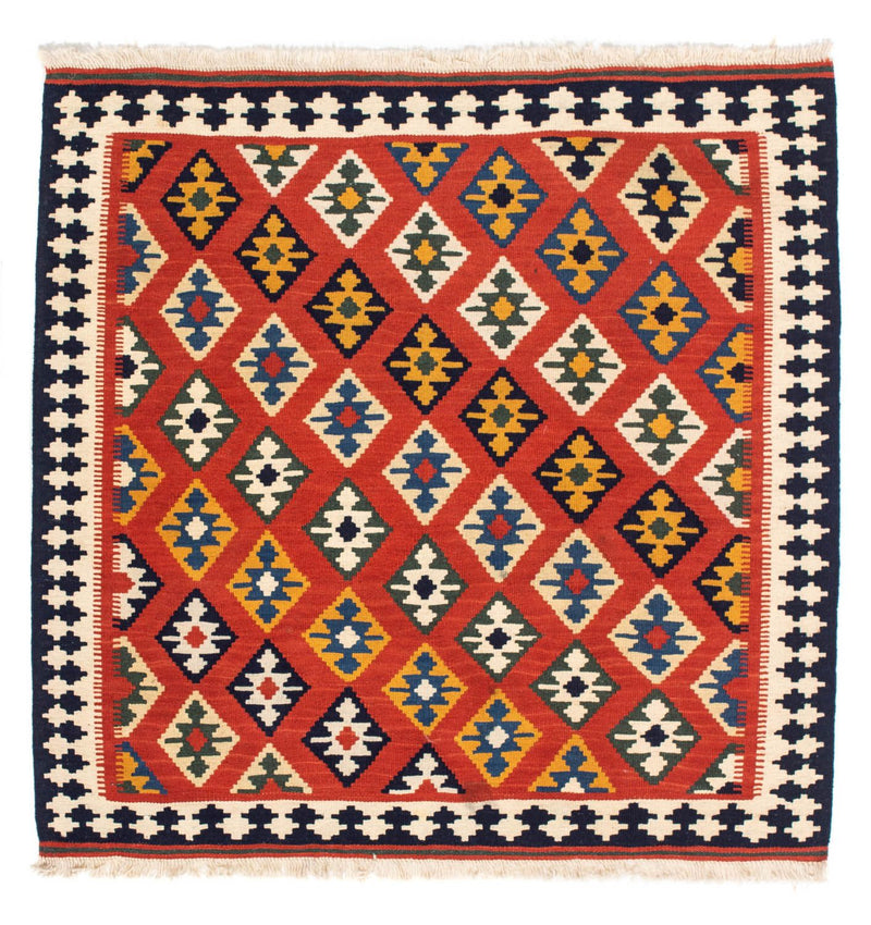 Kelim-tæppe - orientalsk firkantet  - 106 x 103 cm - rød