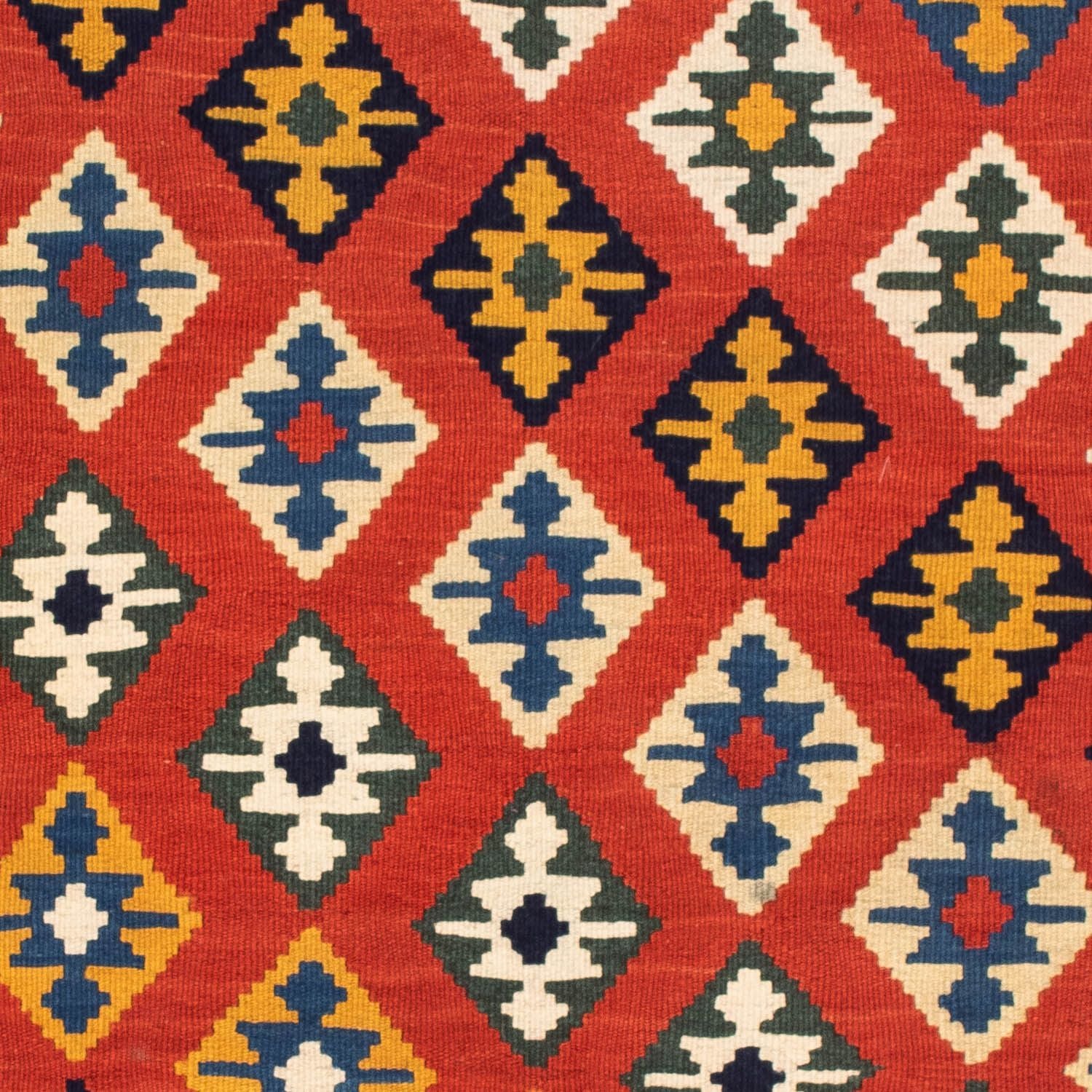 Kelim-tæppe - orientalsk firkantet  - 106 x 103 cm - rød