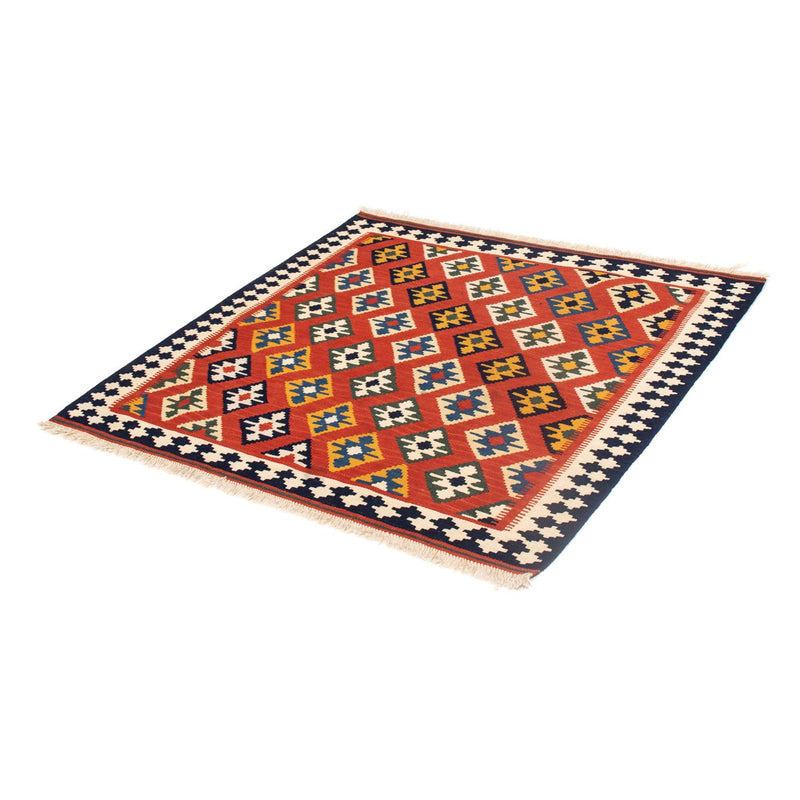 Kelim-tæppe - orientalsk firkantet  - 106 x 103 cm - rød