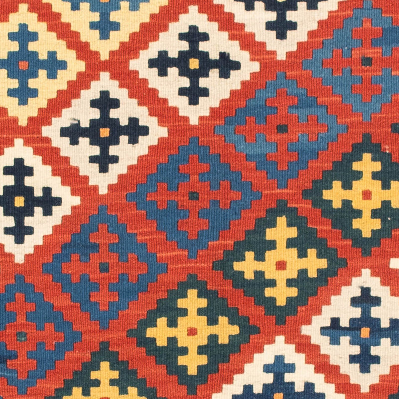 Kelim-tæppe - orientalsk firkantet  - 106 x 102 cm - mørkerød