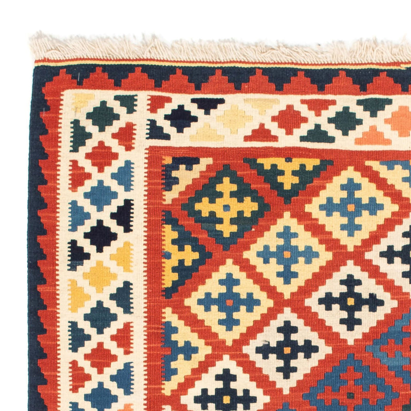 Kelim-tæppe - orientalsk firkantet  - 106 x 102 cm - mørkerød
