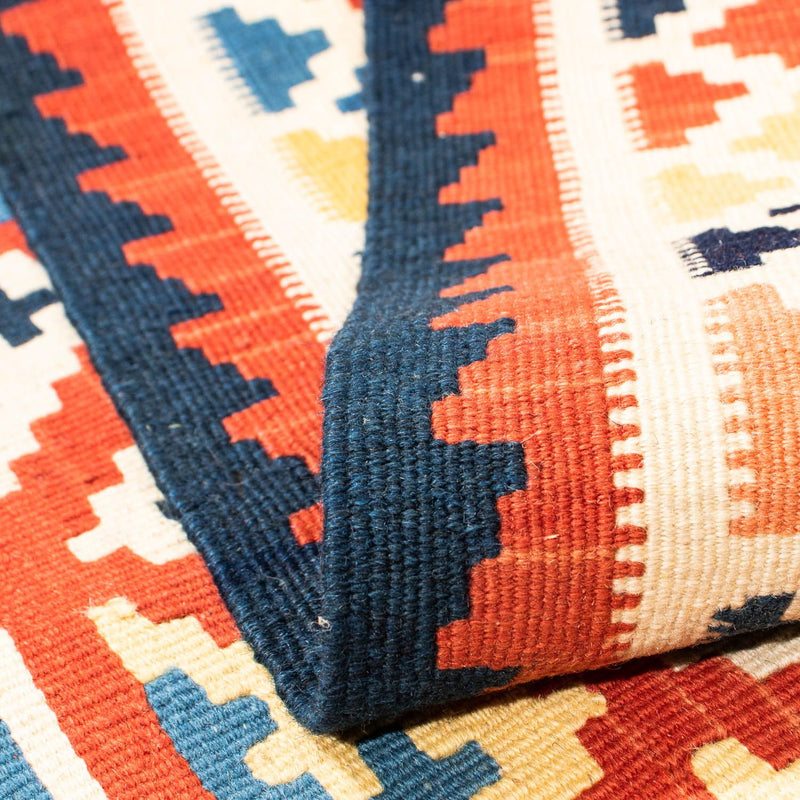 Kelim-tæppe - orientalsk firkantet  - 106 x 102 cm - mørkerød