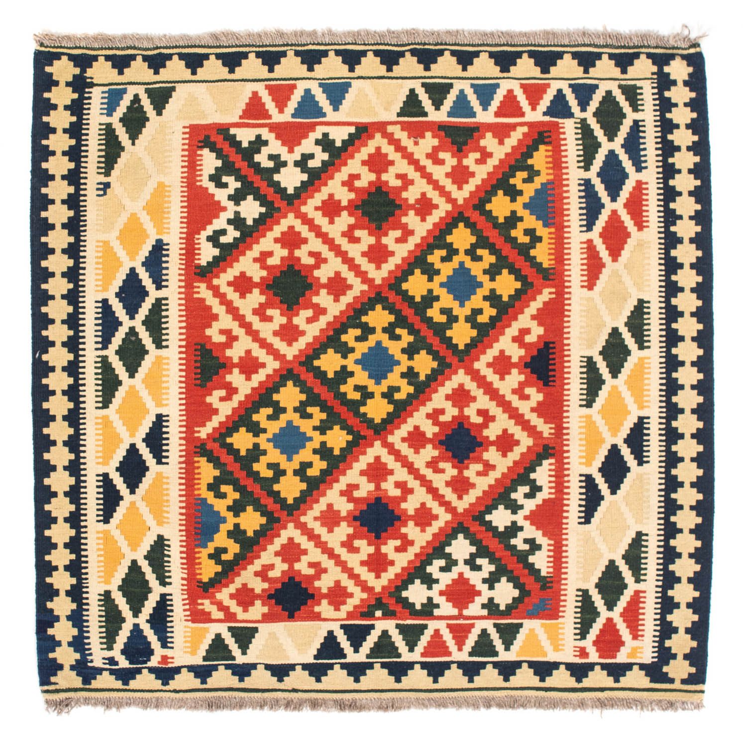 Kelim-tæppe - orientalsk firkantet  - 103 x 101 cm - beige