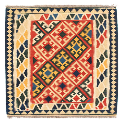 Kelim-tæppe - orientalsk firkantet  - 103 x 101 cm - beige