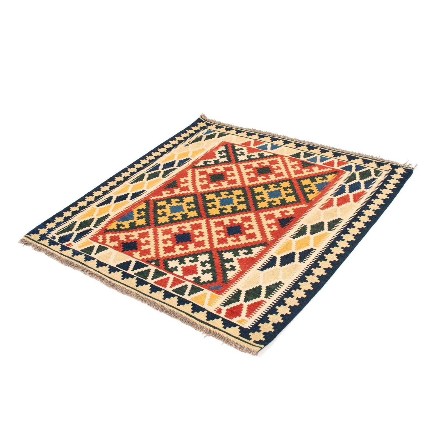Kelim-tæppe - orientalsk firkantet  - 103 x 101 cm - beige