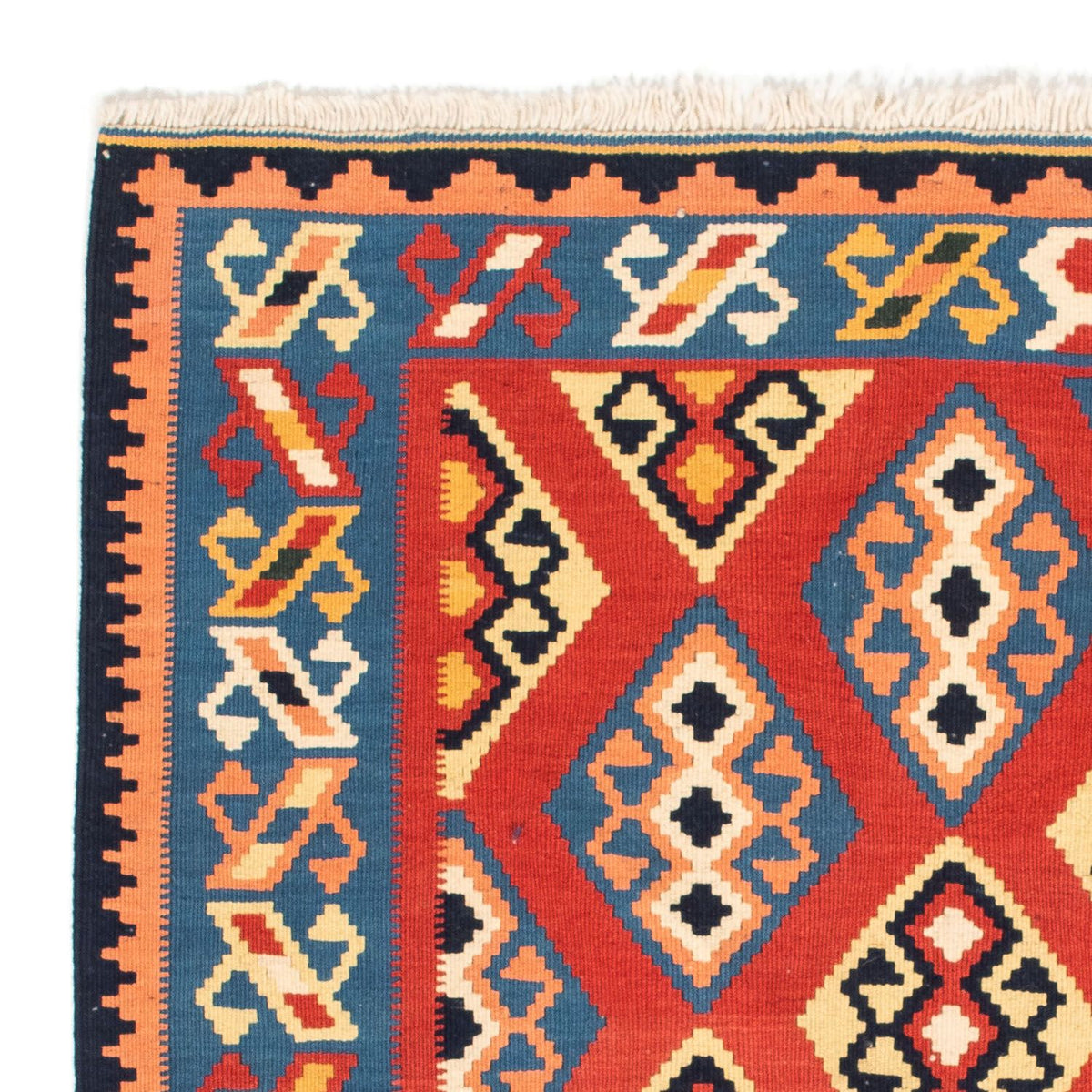 Kelim-tæppe - orientalsk firkantet  - 105 x 104 cm - mørkerød