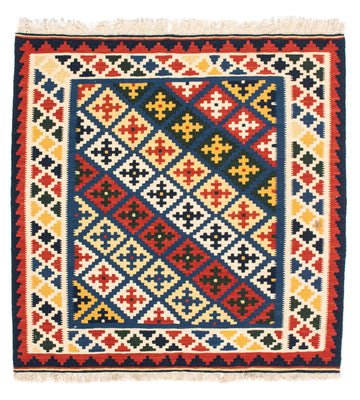 Kelim-tæppe - orientalsk firkantet  - 101 x 101 cm - beige
