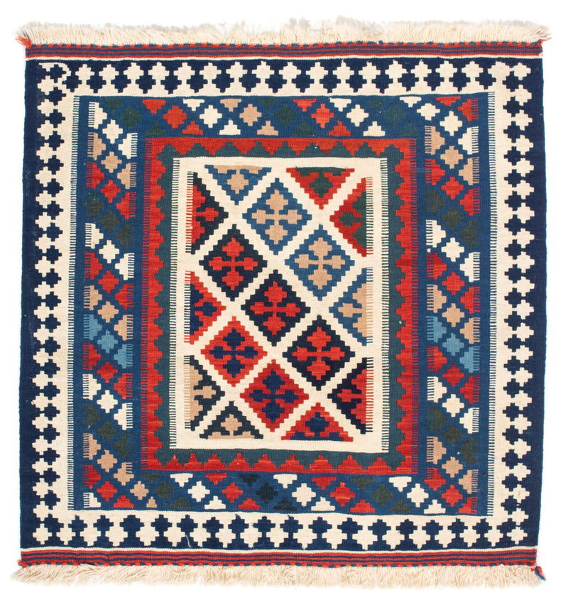 Kelim-tæppe - orientalsk firkantet  - 104 x 103 cm - blå