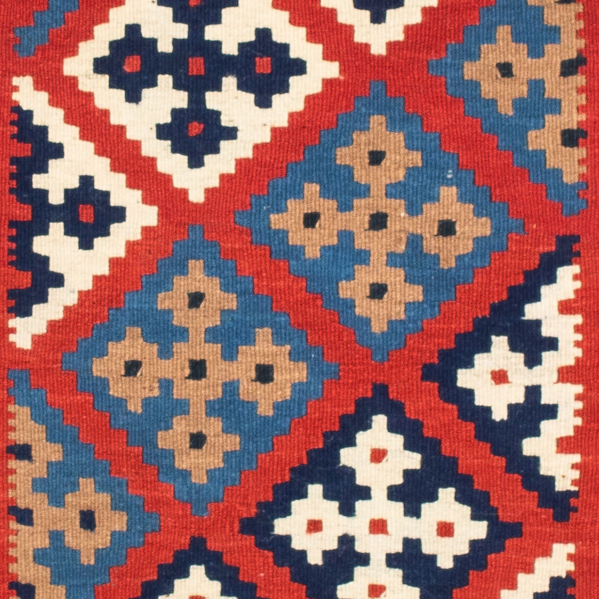 Kelim-tæppe - orientalsk firkantet  - 103 x 101 cm - rød