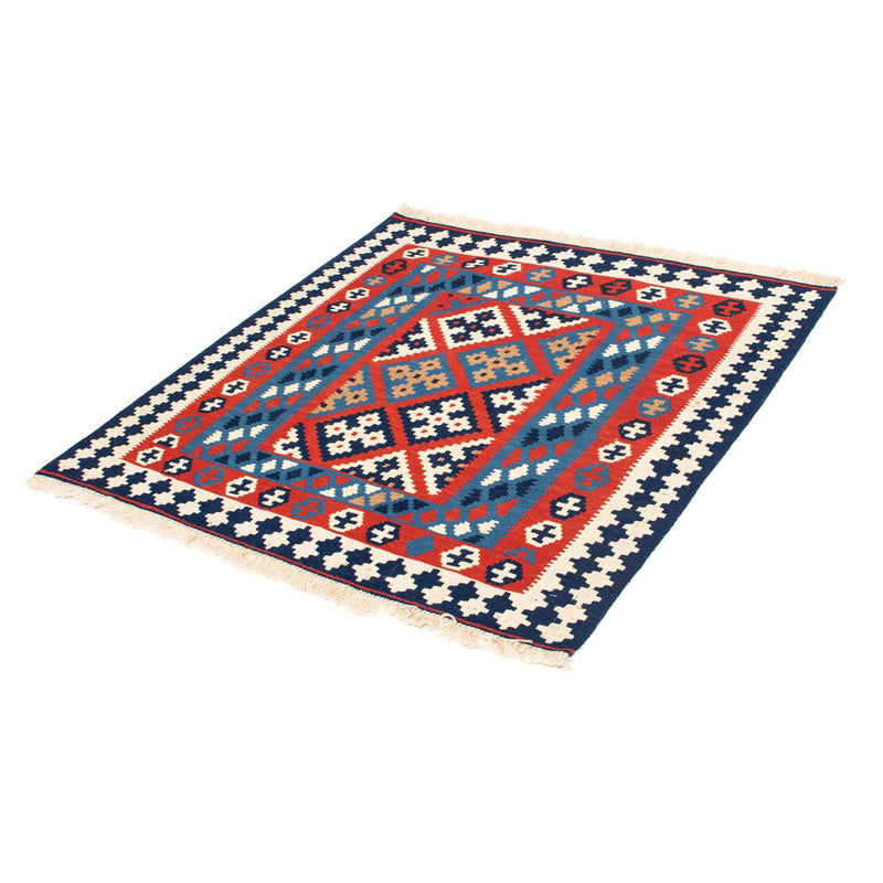 Kelim-tæppe - orientalsk firkantet  - 103 x 101 cm - rød