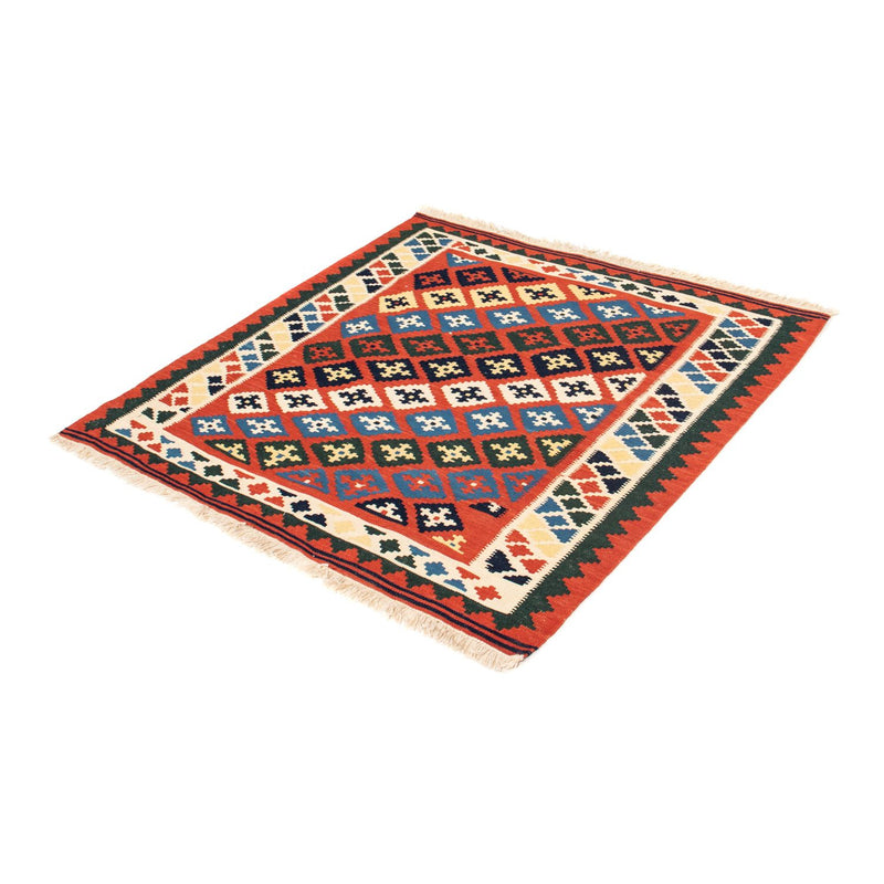 Kelim-tæppe - orientalsk firkantet  - 97 x 94 cm - rød