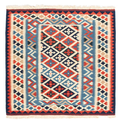Kelim-tæppe - orientalsk firkantet  - 105 x 100 cm - beige