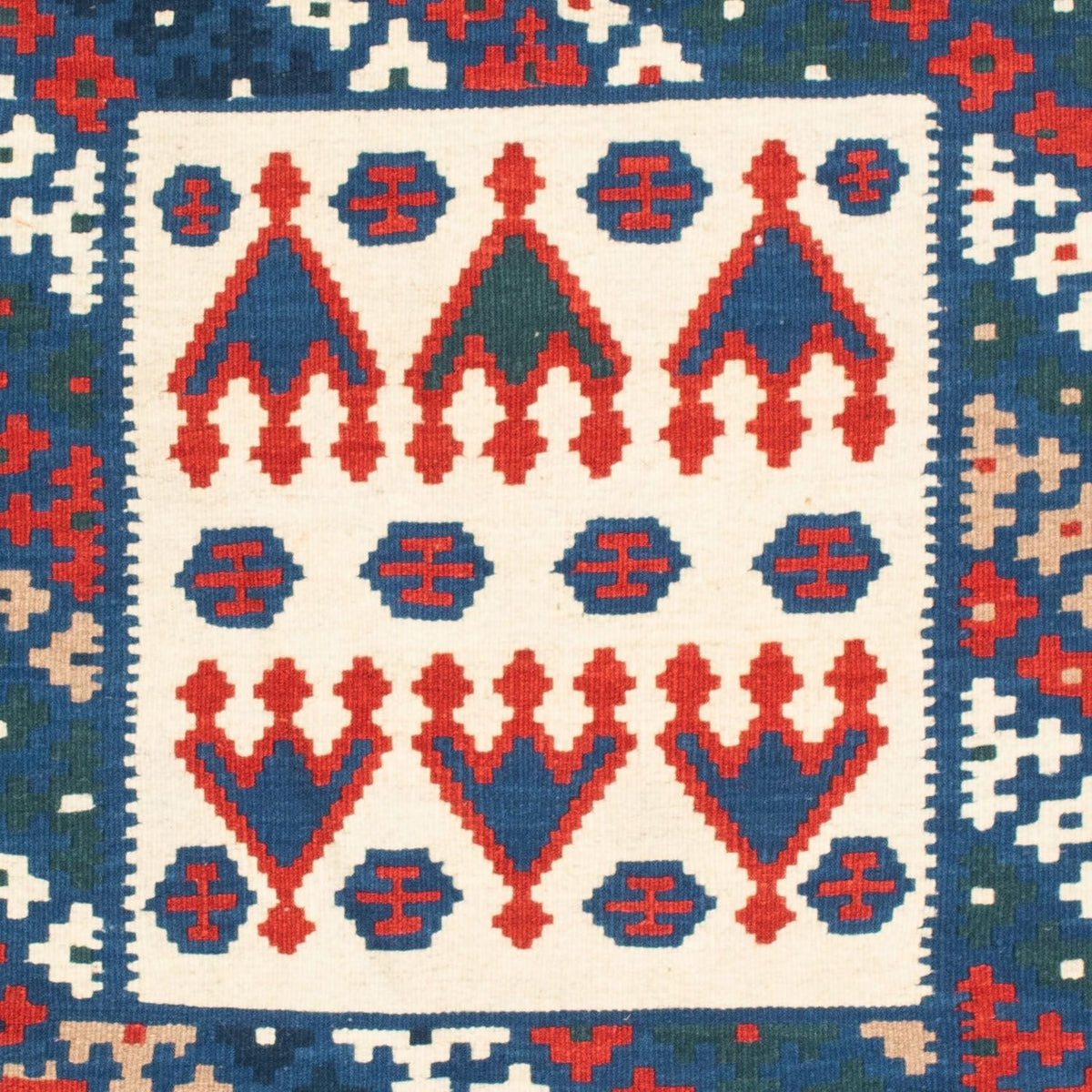 Kelim-tæppe - orientalsk firkantet  - 101 x 101 cm - beige