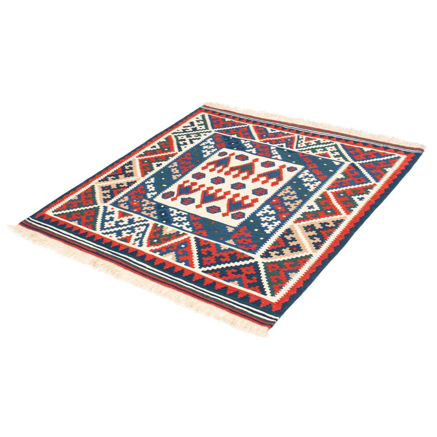 Kelim-tæppe - orientalsk firkantet  - 101 x 101 cm - beige