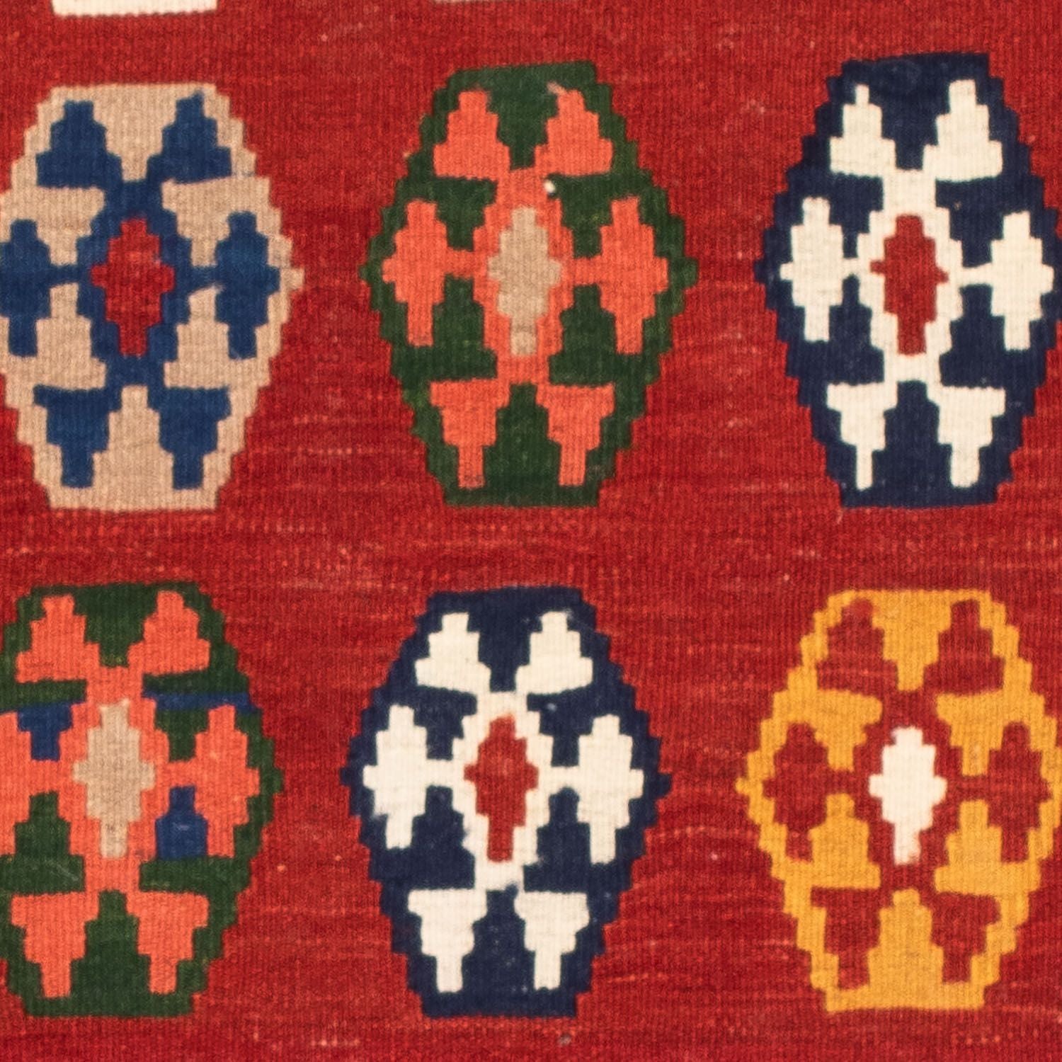 Kelim-tæppe - orientalsk firkantet  - 96 x 95 cm - mørkerød