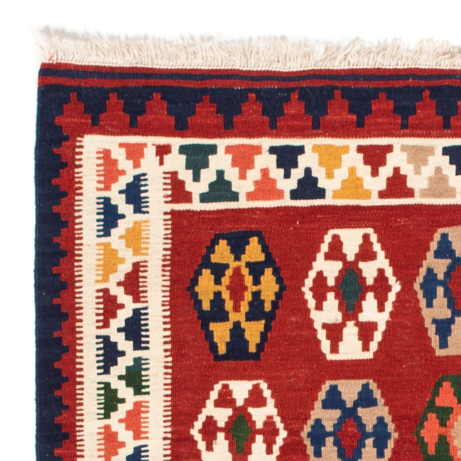 Kelim-tæppe - orientalsk firkantet  - 96 x 95 cm - mørkerød
