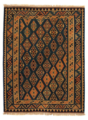 Kelim-tæppe - orientalsk - 195 x 157 cm - mørkeblå