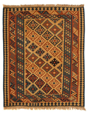 Kelim-tæppe - orientalsk - 185 x 152 cm - lys brun