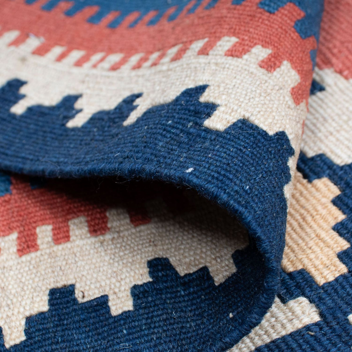 Kelim-tæppe - orientalsk - 191 x 122 cm - mørkeblå