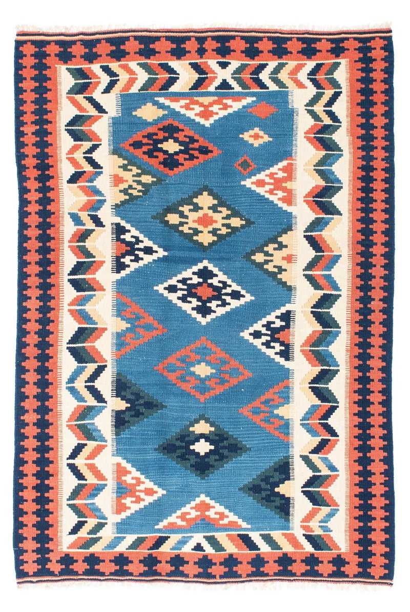 Kelim-tæppe - orientalsk - 194 x 133 cm - blå