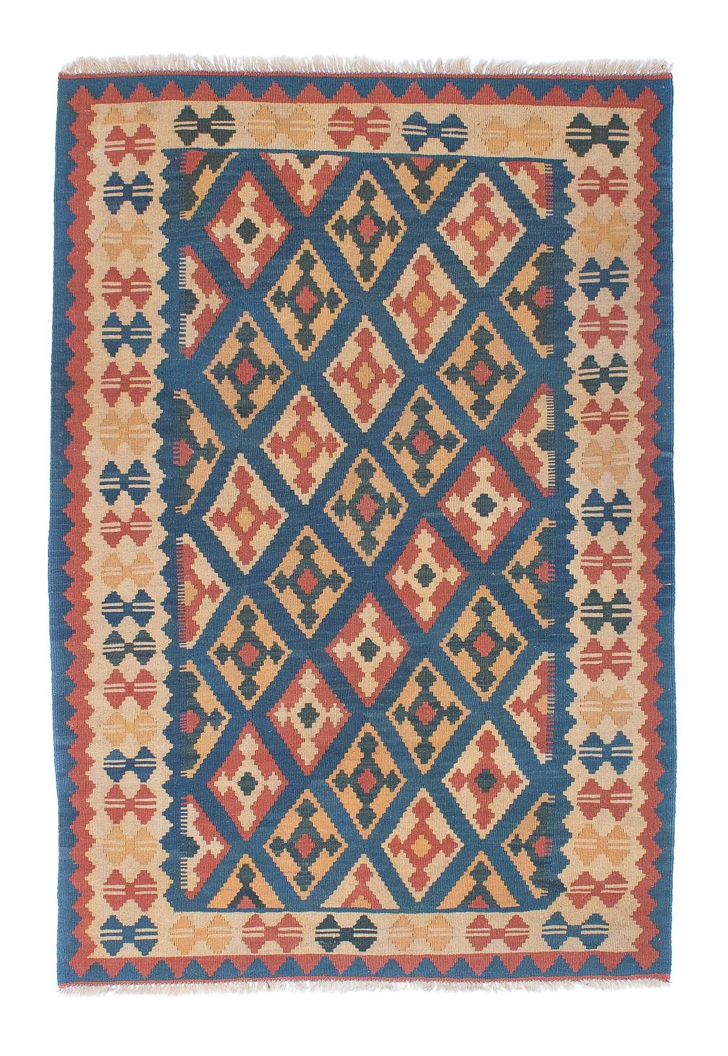 Kelim-tæppe - orientalsk - 193 x 124 cm - blå